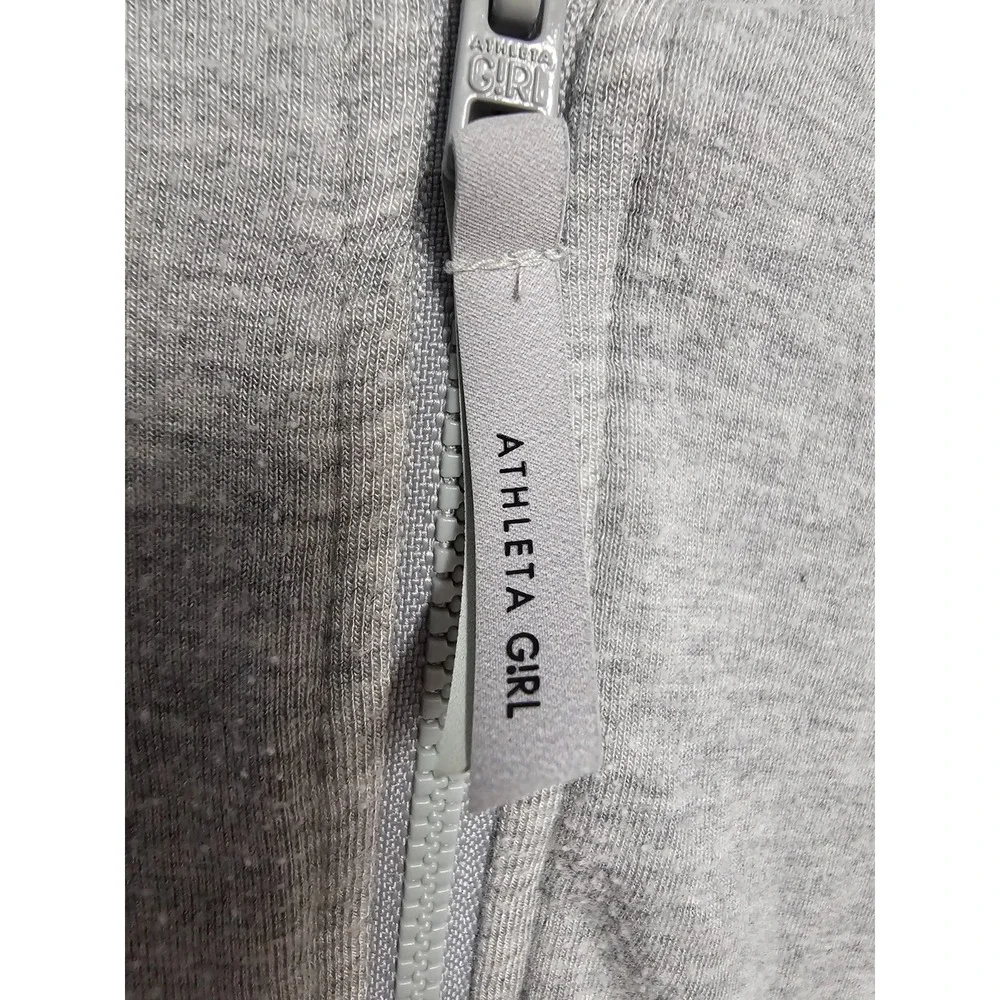 Athleta Girl gray one piece hooded jumpsuit 14 zipper thumb holes pockets